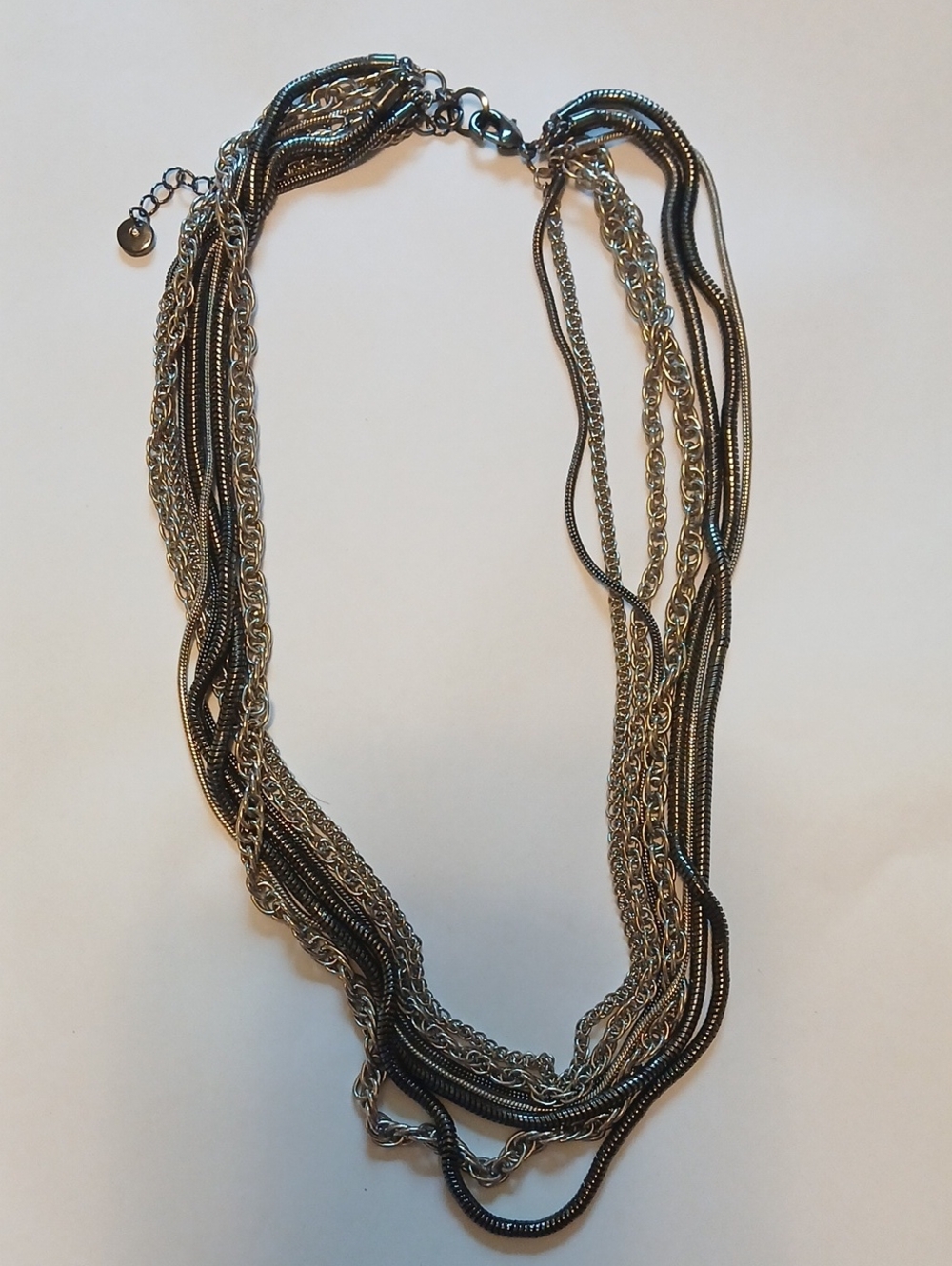 Layered Multi-Chain Necklace in Silver and Black